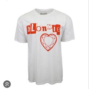 Blondie White and Red Heart Graphic Tee 80s 90s band shirt Grunge